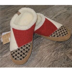 Acorn Red Ragg Patchwork Meadow Mule Slippers size 8-9-NWT